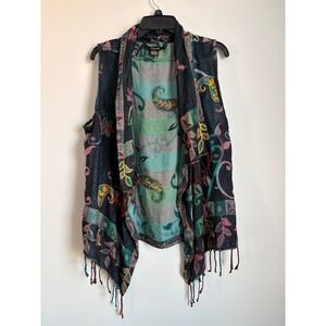 Natural Floral Fringe Vest Indie Bohemian Hippie Festival Eclectic Ren Faire